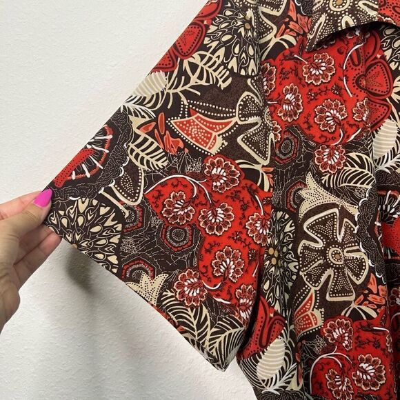 Maggie Barnes Multicolor Brown Red Floral Button Front Shirt Top Plus Size 4X - Picture 4 of 12